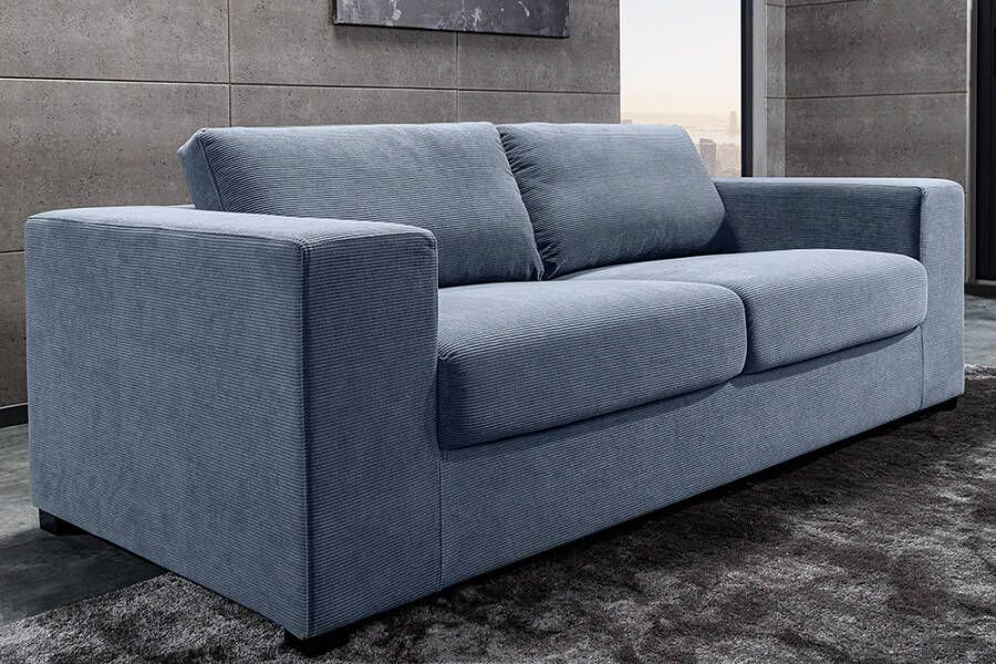 Invicta Interior 3-zits bank MR LOUNGER 220cm blauw Cord Couch binnenvering 43757 - Foto 1