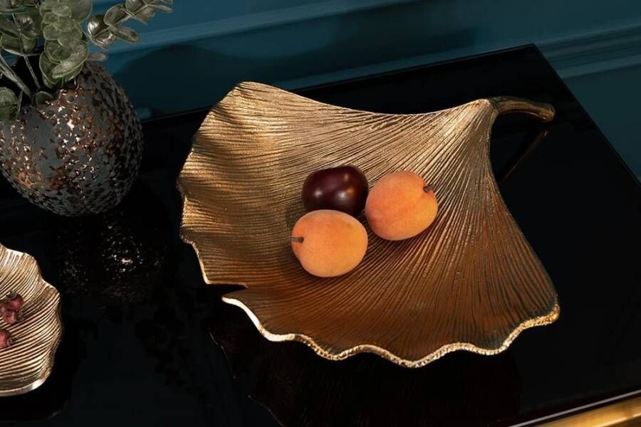 Invicta Interior Actie Knaller! Decoratieve schaal Ginkgo 42cm goud 41775