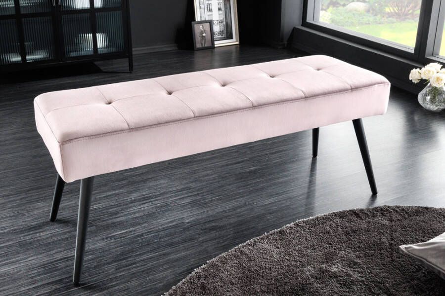 Invicta Interior Design bank BOUTIQUE 100cm roze fluweel zwarte metalen poten 43322 - Foto 1