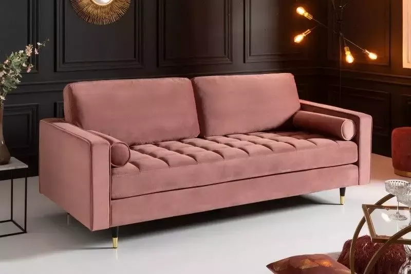 Invicta Interior Design 3-zits loungebank COSY VELVET 220cm oudroze fluwelen veerkern 41071