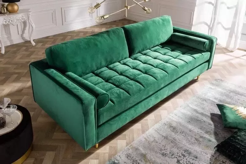 Invicta Interior Design 3-zits loungebank COSY VELVET 220cm smaragdgroen fluwelen veerkern 39845 - Foto 3