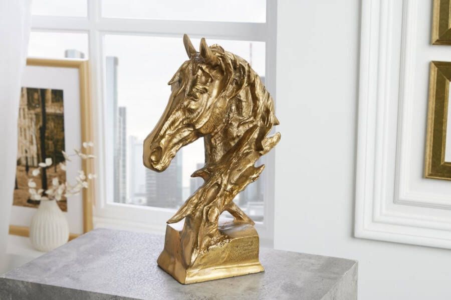 Invicta Interior Exclusieve buste paardenhoofd CABALLO 38cm messing handgemaakt aluminium sculptuur 42989