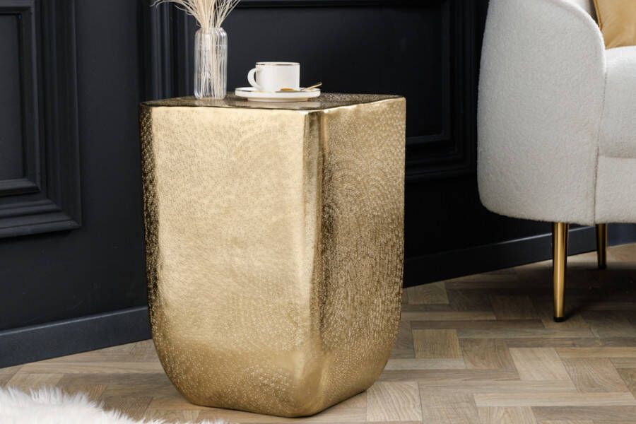 Invicta Interior Design bijzettafel UNIT 45cm goud gehamerd handgemaakt metaal aluminium 42733