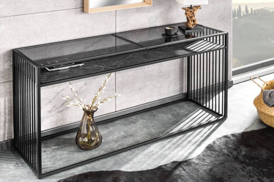 Invicta Interior Design consoletafel ARCHITECTURE 120cm zwart marmer rookglas 43271