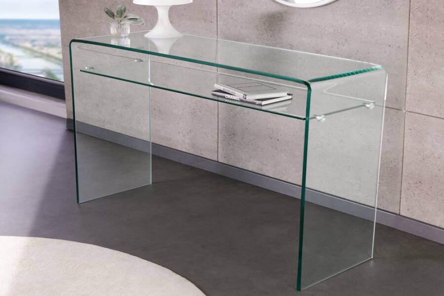 Invicta Interior Design consoletafel FANTOME 100cm transparant glas met plank 43437 - Foto 1