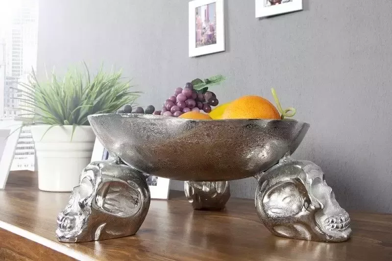 Invicta Interior Design fruitschaal SKULL 35cm zilveren aluminium schedelschaal 22917 - Foto 1