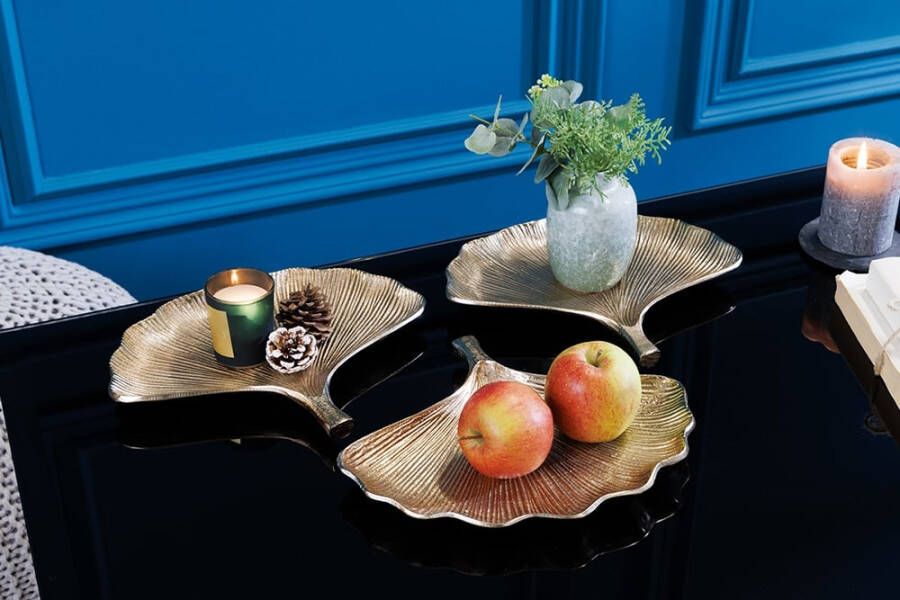 Invicta Interior Decoratieve kommen set van 3 GINKGO 30cm goud handgemaakt metaal 41779 - Foto 1