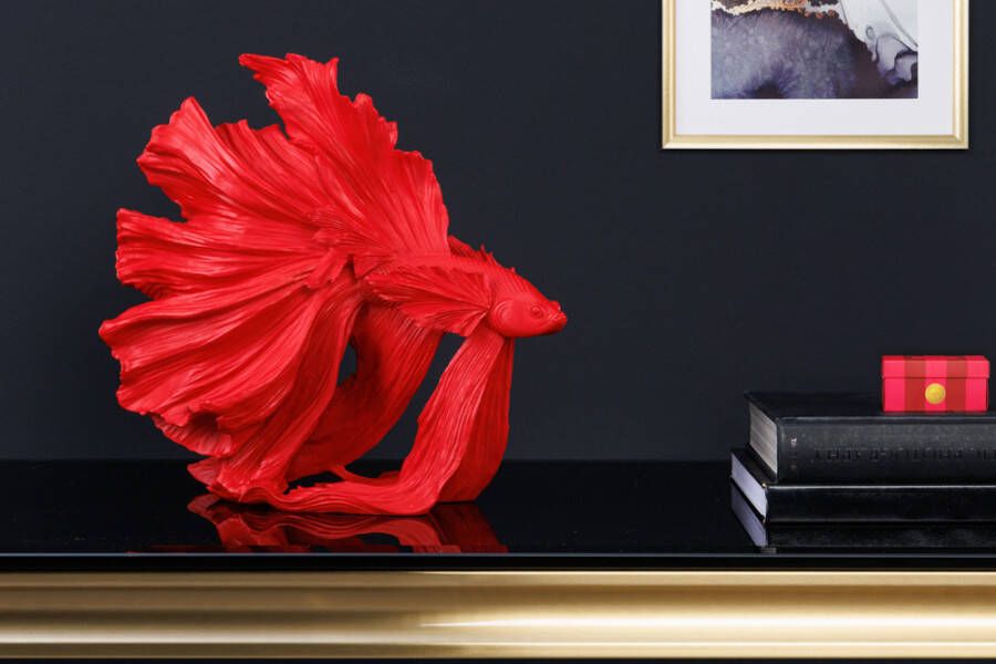 Invicta Interior Design decoratief figuur vechtende vis CROWNTAIL 35cm rood Betta vissculptuur 43173 - Foto 1