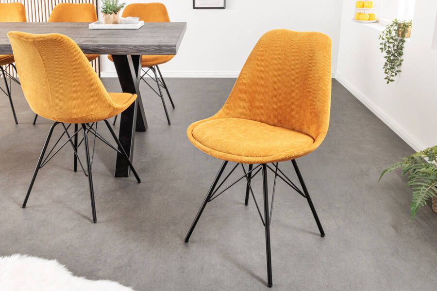 Invicta Interior Design stoel SCANDINAVIA MEISTERSTÜCK mosterdgeel koord zwart metalen poten 43697 - Foto 1