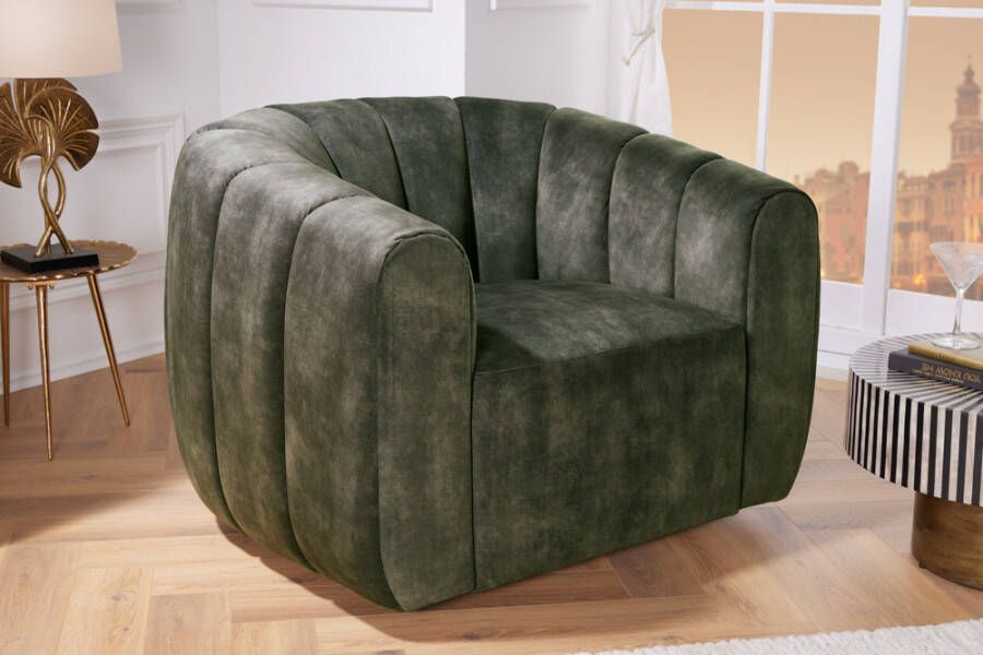 Invicta Interior Draaibare design fauteuil BABYLON donkergroene fluwelen lounge cocktailstoel 43530 - Foto 1