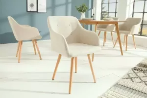 Invicta-Interior Eetkamerstoel Scandinavia Beige Met Armleuning 36824