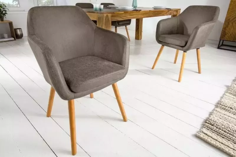 Invicta Interior Design armleuningstoel SUPREME vintage taupe met massief houten poten 40419