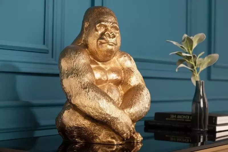 Invicta Interior Decoratief Gorilla-figuur KONG 40cm goud handgemaakt metalen sculptuur 41687 - Foto 1