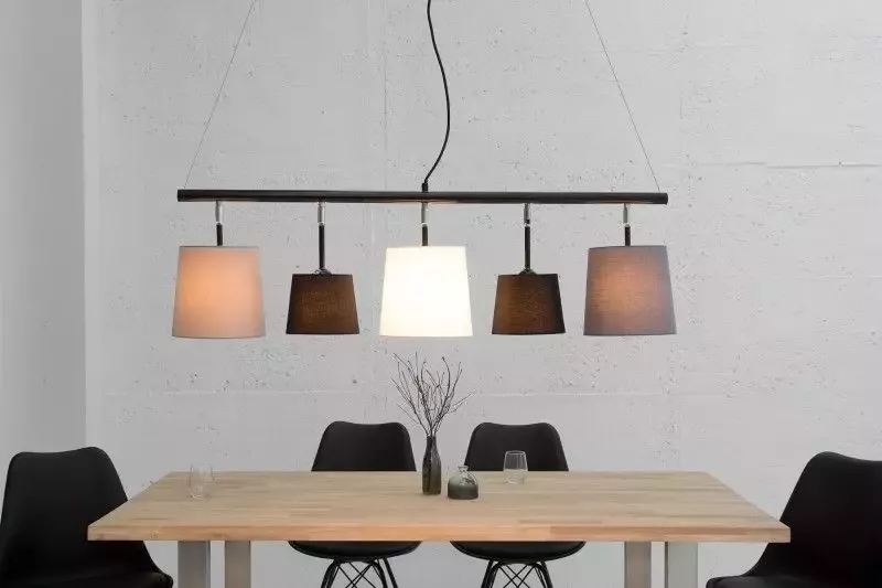 Invicta Interior Design hanglamp LEVELS 100cm zwart grijze linnen kapjes Design by KARE 37741 - Foto 1