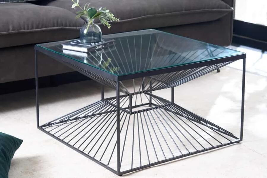 Invicta Interior Abstracte salontafel ILLUSION 60cm zwart metaal glas handgemaakt modern design 43502 - Foto 3