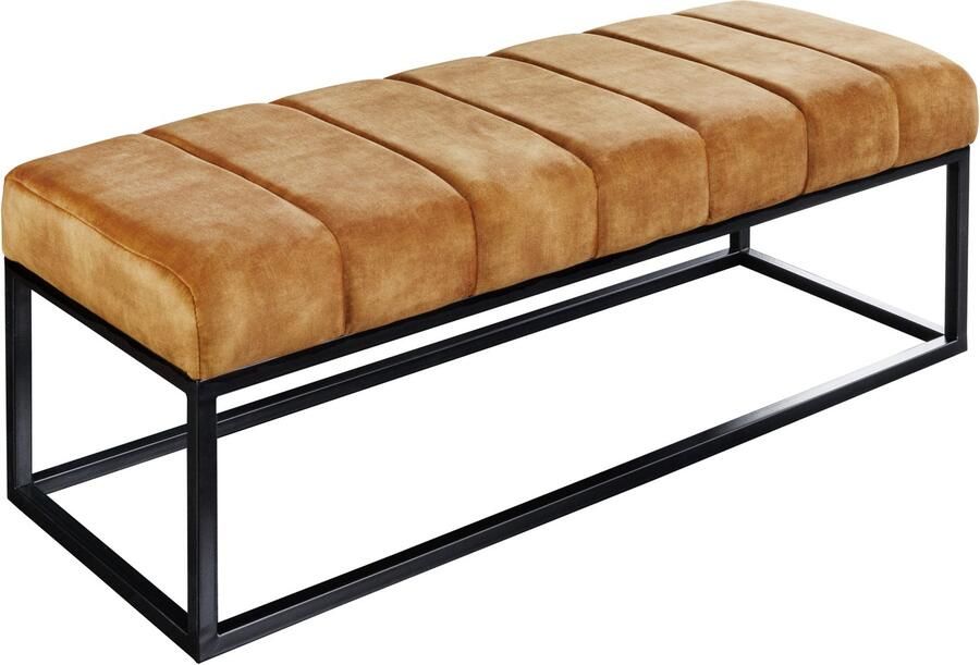 Invicta Interior Moderne bank PETIT BEAUTÉ 110cm mosterdgeel fluweel zwart metalen frame 44617