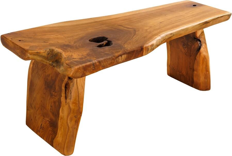 Invicta Interior Massief houten bank ROOT 100cm bruin naturel teakhouten boomstam 44706