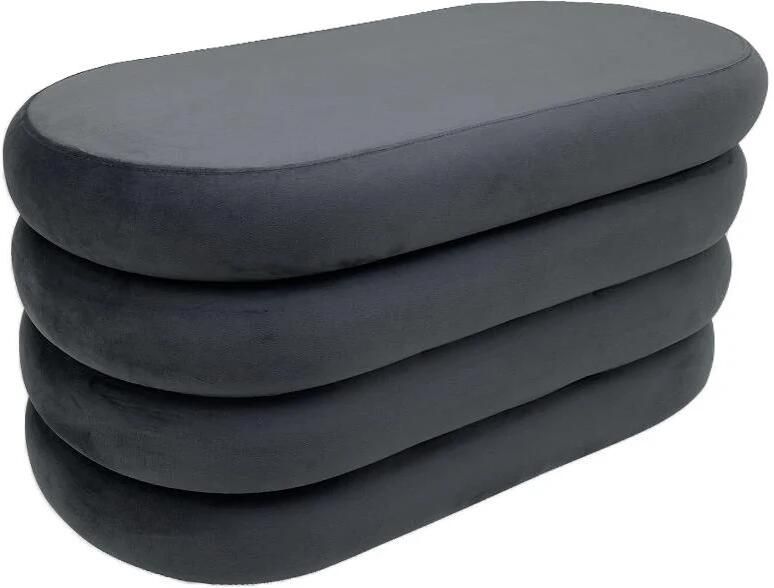 Invicta Interior Bankje VOGUE 85cm ovaal bekleed met opbergvak fluweel grijs 48926