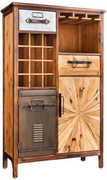Invicta Interior Bar cabinet ATELIER 120cm pine wood vintage brown