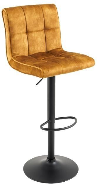 Invicta Interior Barkruk MODENA 92-116cm 360° draaibaar fluweel mosterdgeel met zwart metalen frame