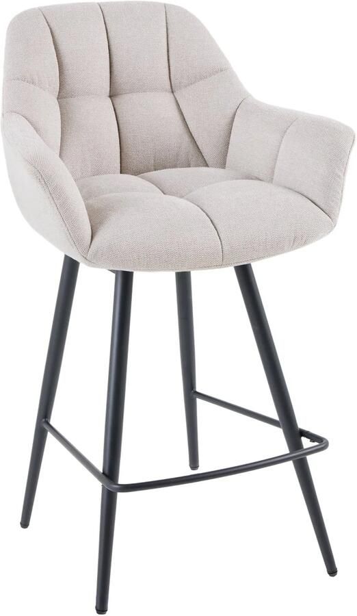 Invicta Interior Draaibare barkruk PAPILLON champagne beige barkruk met rugleuning zwarte metalen poten 43882 - Foto 3