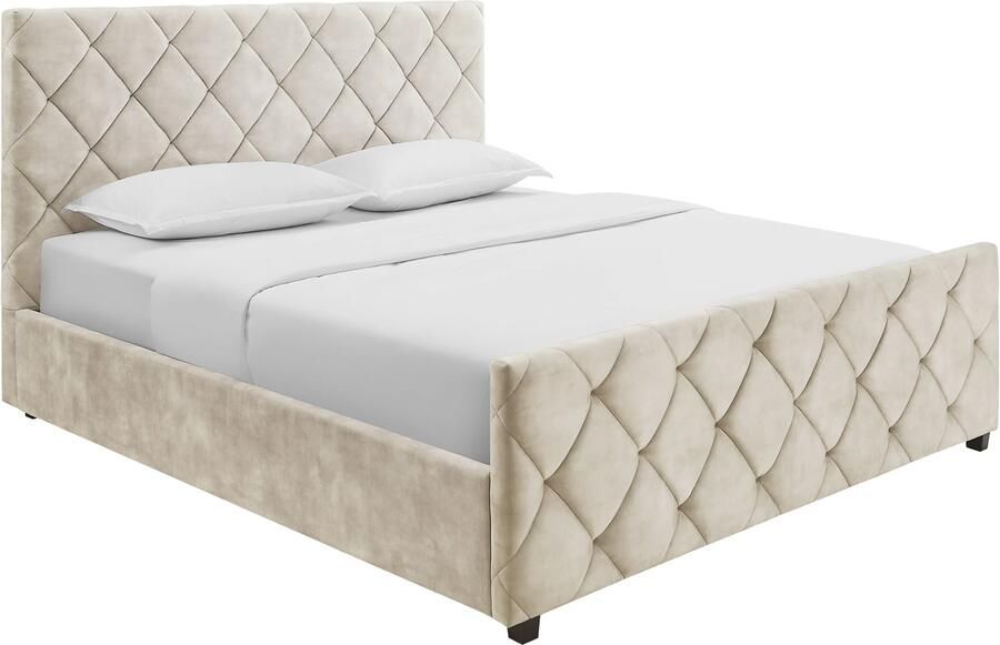 Invicta Interior Bed ELYSIUM 140x200cm met opbergruimte fluweel champagne beige 49203