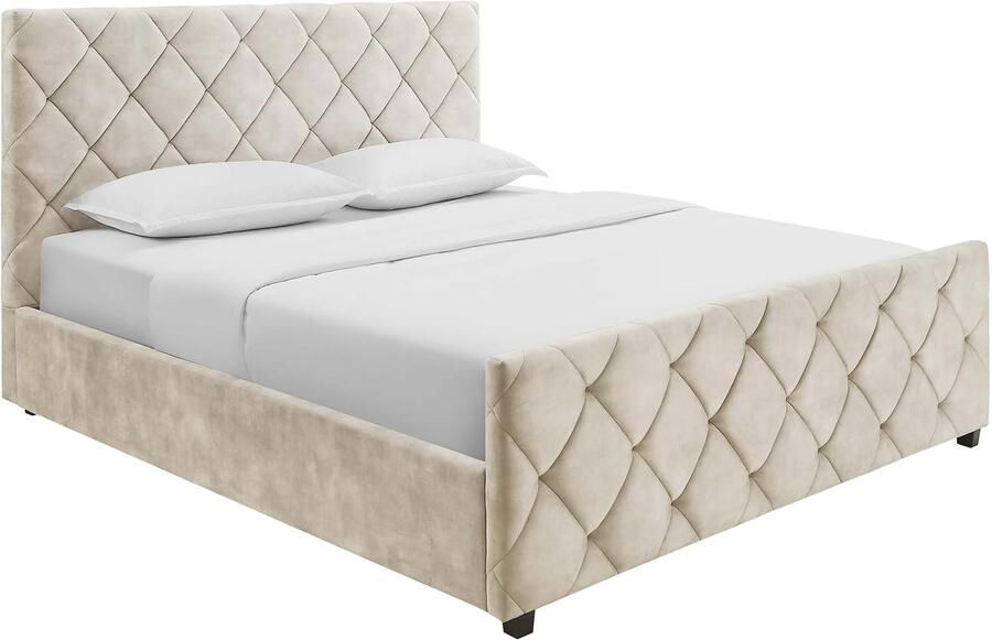 Invicta Interior Bed ELYSIUM 160x200cm met opbergruimte fluweel champagne beige 48883