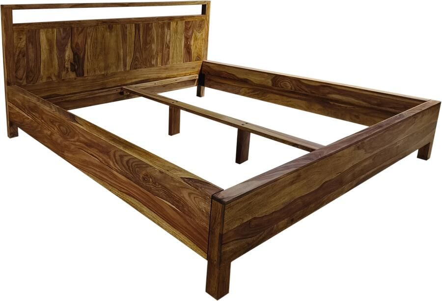 Invicta Interior Bed MAKASSAR 180x200cm sheesham hout bruin boomstam 19646