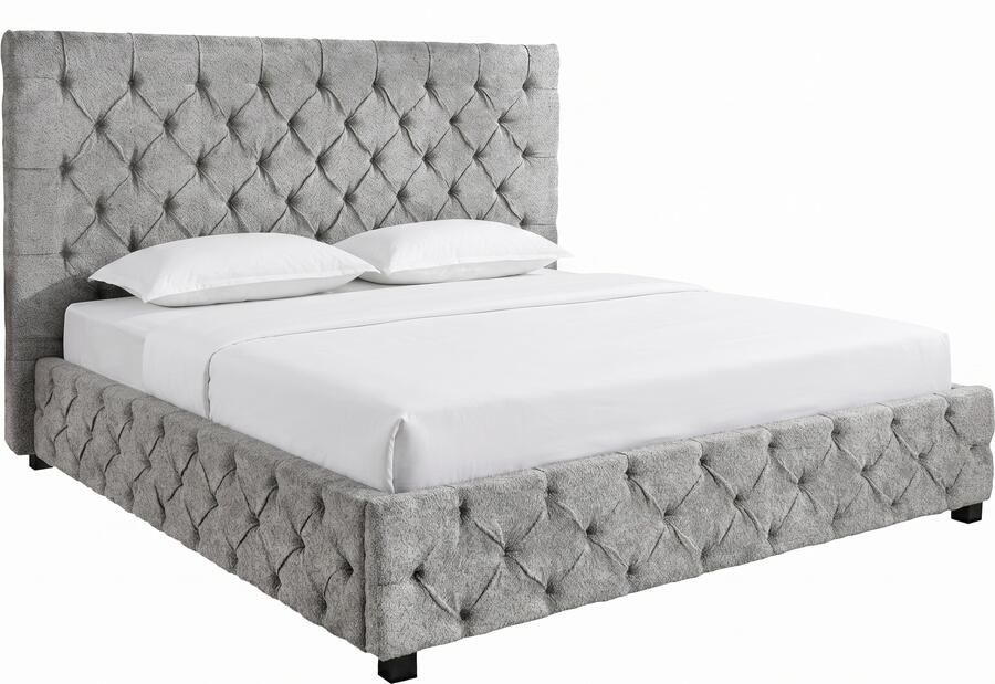 Invicta Interior Bed PARIS CHESTERFIELD 180x200cm bouclé grijs 44575