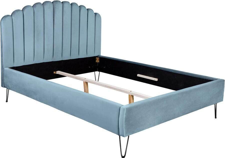 Invicta Interior Design gestoffeerd bed PEARL 140x200cm aquamarijn fluwelen schelpbed 40997 - Foto 2