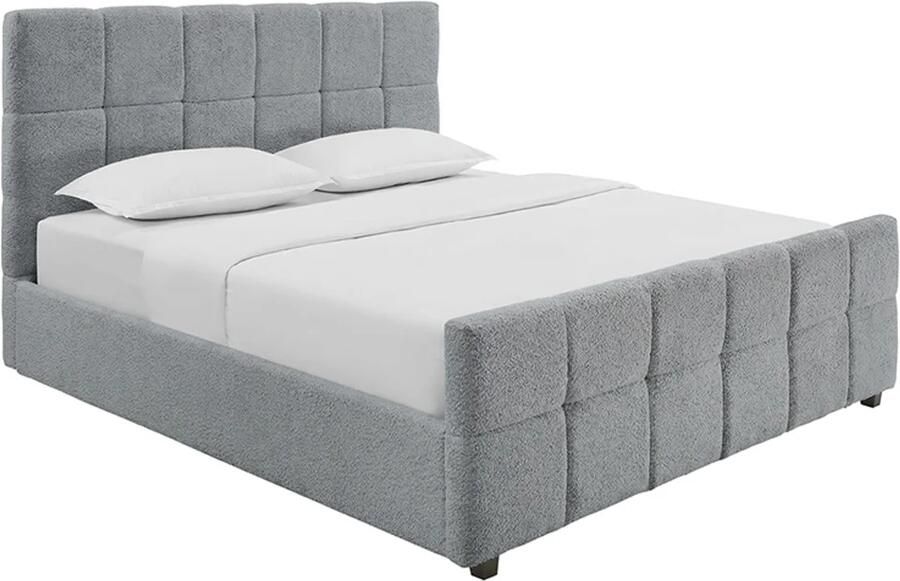 Invicta Interior Bed PRESTIGE 180x200cm met opbergruimte bouclé grijs 48888