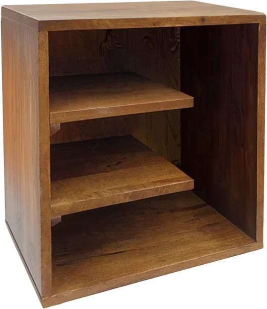 Invicta Interior Bijzettafel CUBUS 45cm met opbergvak mangohout bruin honing afwerking 49352