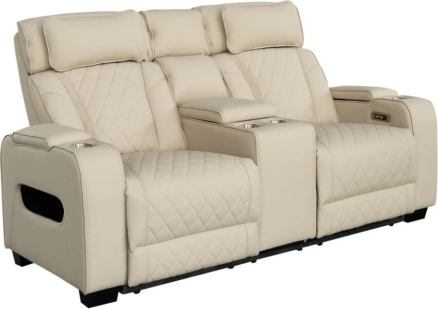 Invicta Interior Bioscoopfauteuil HOLLYWOOD 2-zits elektrisch verstelbaar kunstleer beige 48678