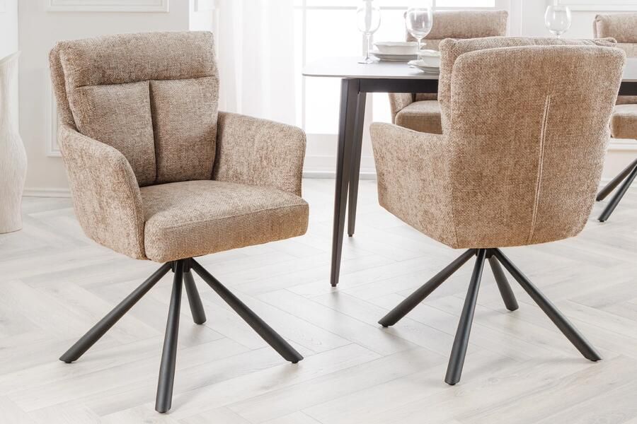 Invicta Interior Bureaustoel BIG GEORGE beige structuurstof met zwart metalen armleuning 44438