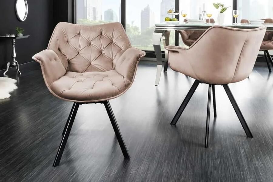 Invicta Interior Bureaustoel THE DUTCH COMFORT greige fluweel met armleuningen Modern Design 44066