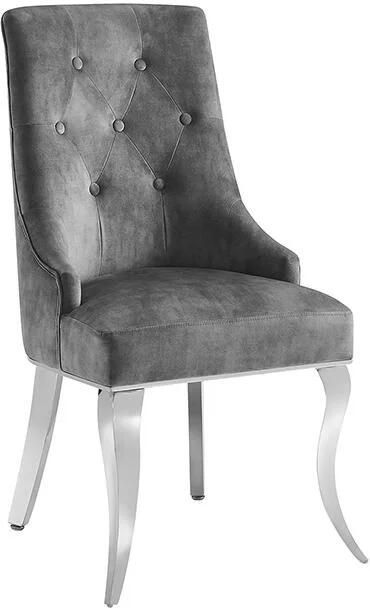 Invicta Interior Chair MODERN BAROCK DELUXE w silver legs and lion´s head velvet grey