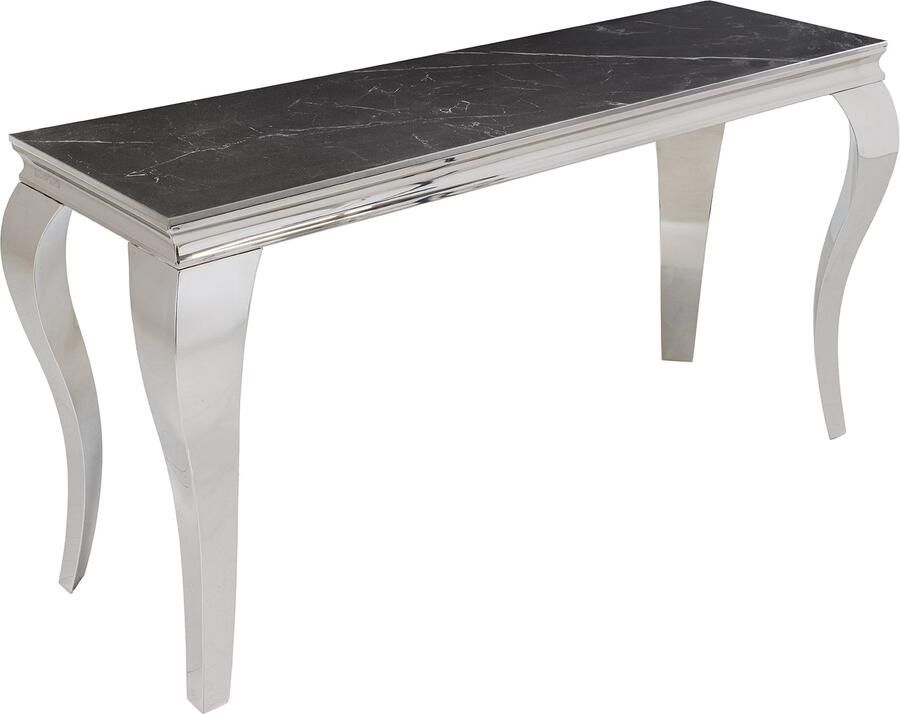 Invicta Interior Design Console Tafel MODERN BAROK 140cm zwart antraciet chroom keramiek marmer 44367