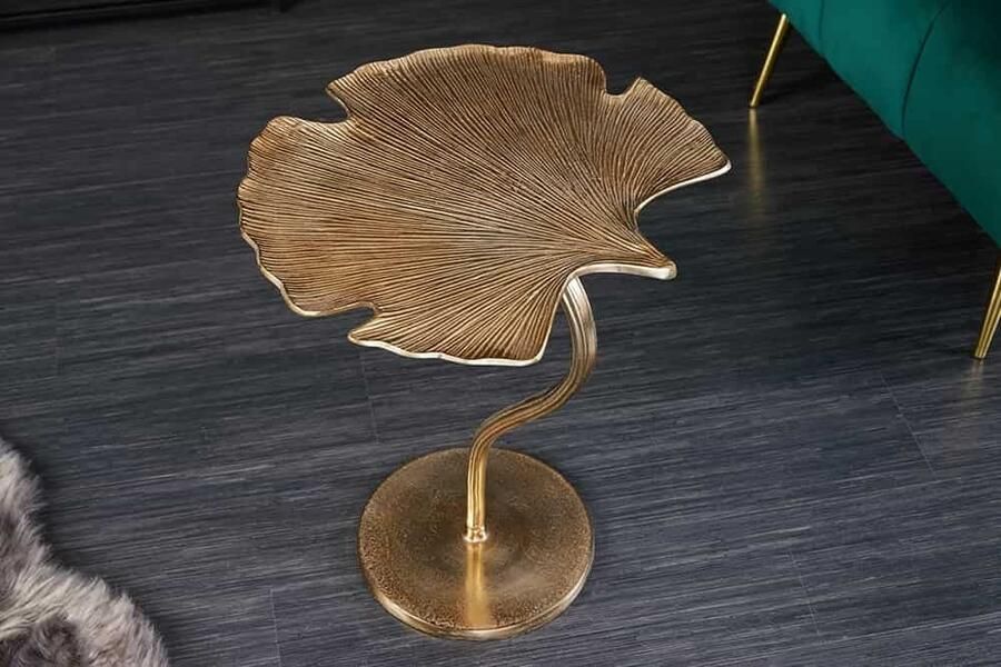Invicta Interior Decoratieve bijzettafel GINKGO LEAF 45cm goud handgemaakt metaal 41789 - Foto 2