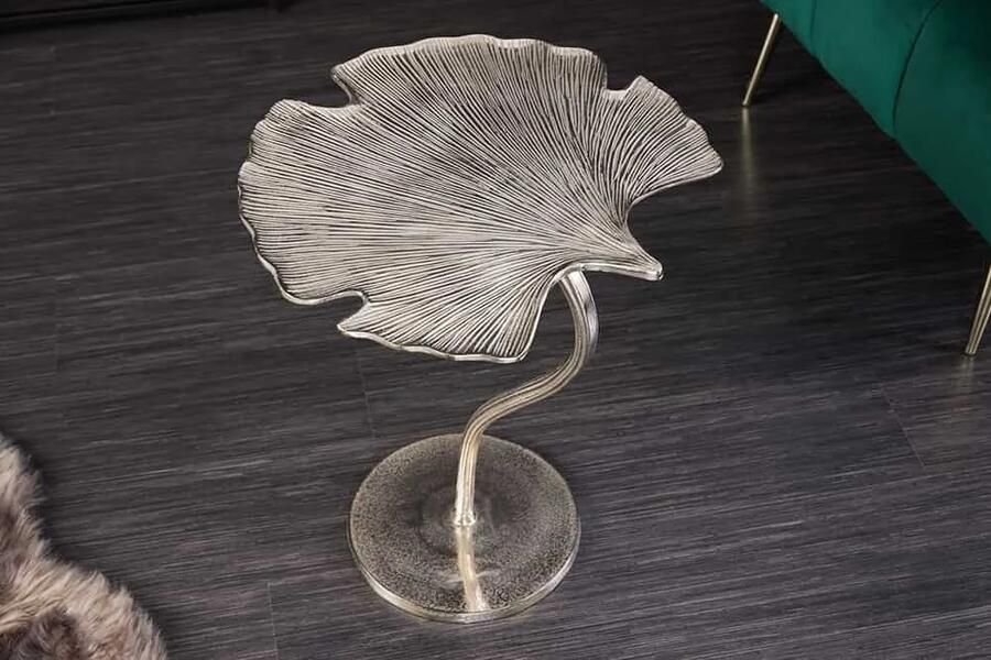 Invicta Interior Decoratieve bijzettafel GINKGO LEAF 45cm zilver handgemaakt metaal 41790 - Foto 3