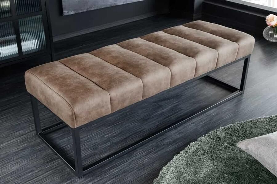Invicta Interior Design bank PETIT BEAUTÉ 110cm vintage taupe microvezel zwart metalen frame 44427