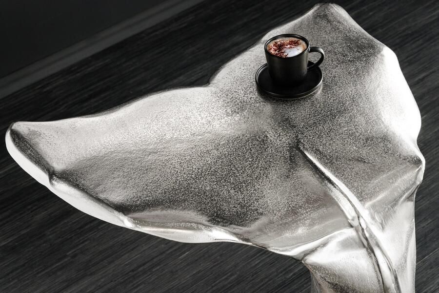 Invicta Interior Design Bijzettafel WILDLIFE Whale Fin 60cm zilver metaal handgemaakt 44842 - Foto 3