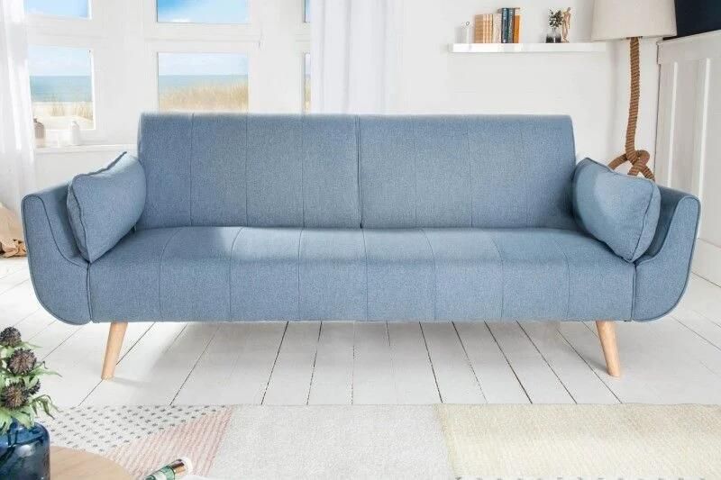 Invicta Interior Design slaapbank DIVANI 220cm lichtblauwe structuurstof Scandinavische 3-zits met bedfunctie 40088 - Foto 3