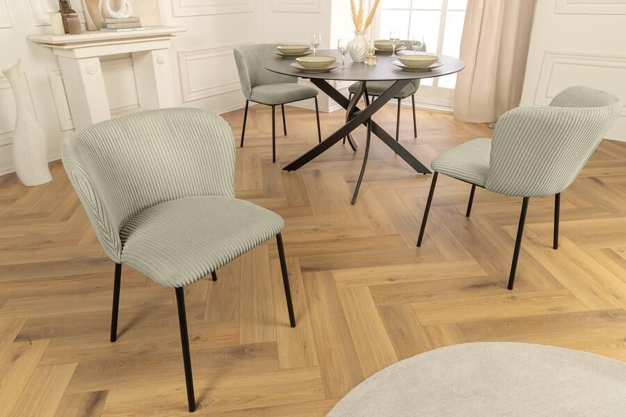 Invicta Interior Design Stoel LYON mint corduroy zwarte metalen poten 44963 - Foto 2