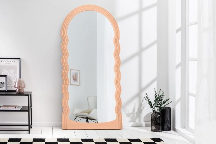 Invicta Interior Design Wandspiegel WAVE 160cm abrikoos pastel ronde boogspiegel 44677