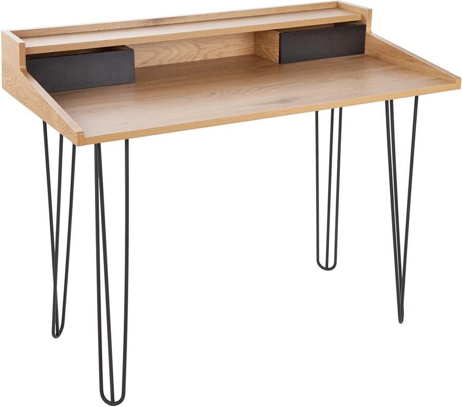 Invicta Interior Industrieel bureau STUDIO 110 cm laptoptafel in eikenlook met haarspeldpoten 40985