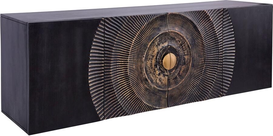 Invicta Interior Hangend dressoir GOLDEN SUNSET 180cm zwart met 3D houtsnijwerk goud massief mango hout handgemaakt 44525 - Foto 2