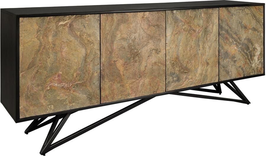 Invicta Interior Massief houten dressoir MOUNTAIN SOUL 175cm grijs groen natuursteen acacia zwart 44339 - Foto 2