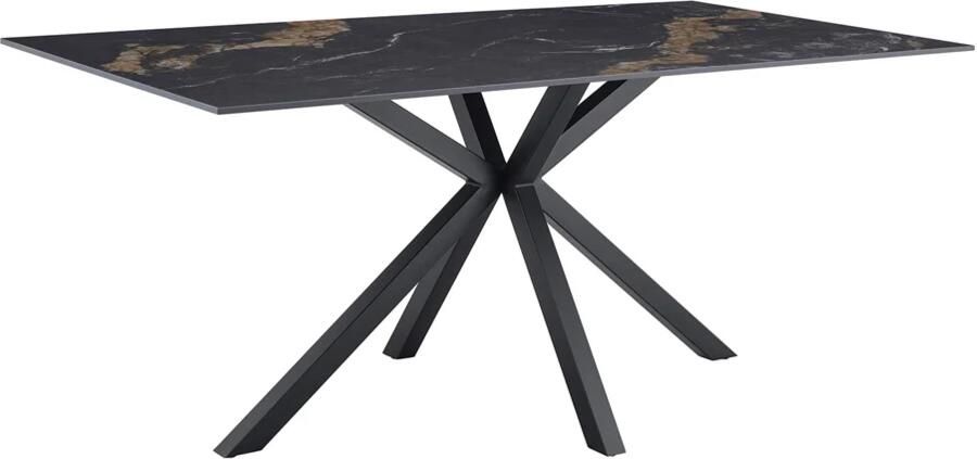 Invicta Interior Dining table GALAXIE 180cm w star frame aurora oro ceramic black gold sand