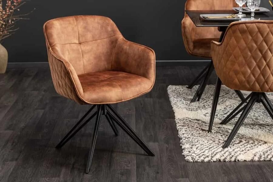 Invicta Interior Draaibare designstoel EUPHORIA roestbruin fluweel met armleuning metalen frame zwart 40262
