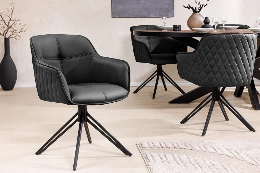 Invicta Interior Draaibare designstoel EUPHORIA Zwart echt lederen metalen frame met armleuning 45859 - Foto 2